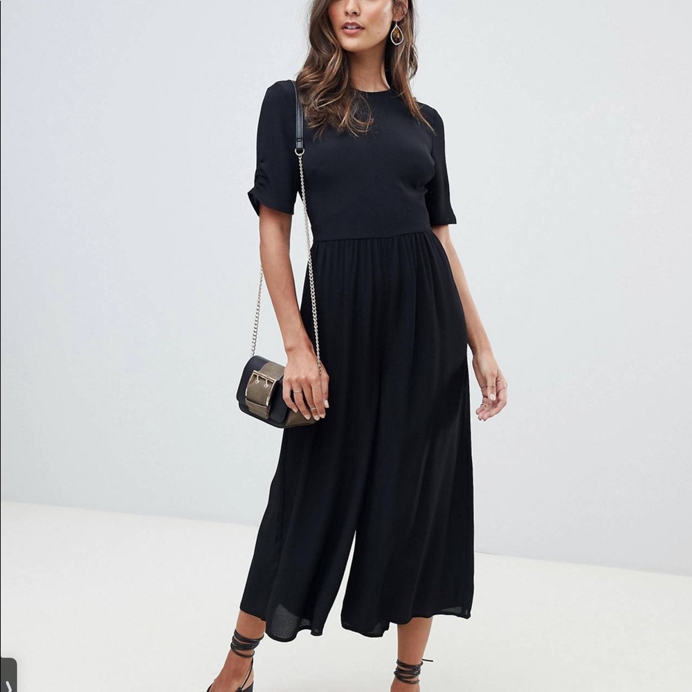 ASOS DESIGN Tea Jumpsuit with Ruched Sleeve Detail